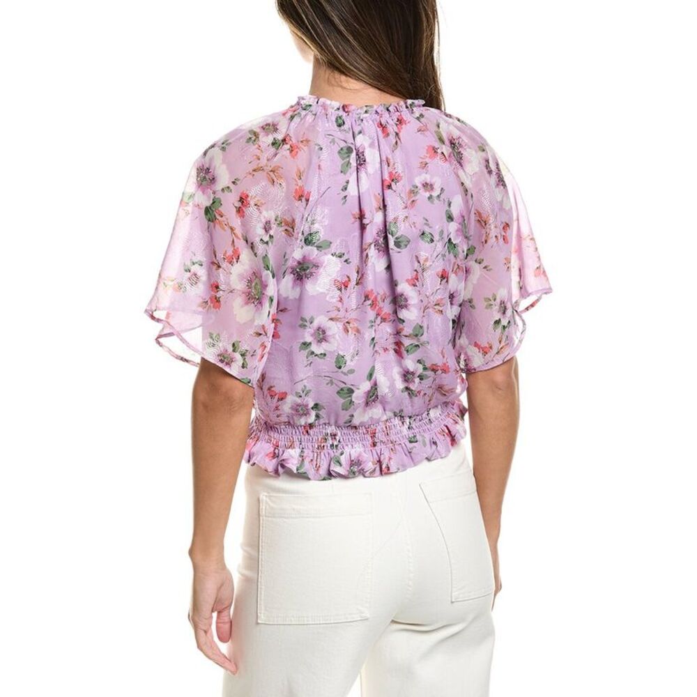 Cece Womens Ruffle Raglan Top, Purple - Picture 2 of 3
